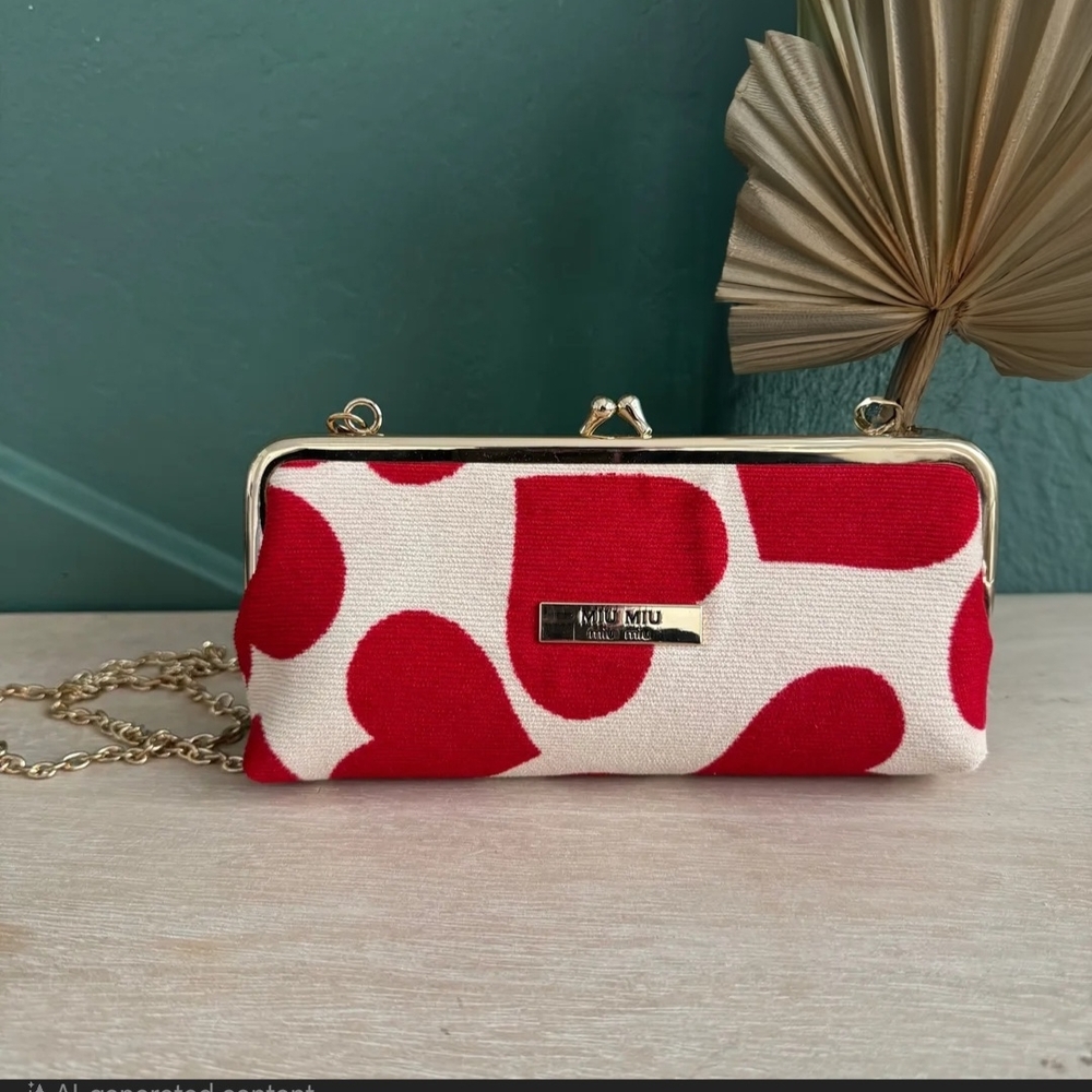 Miu Miu Red Heart Print Women's Bag